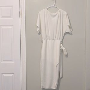 White Belted Midi Dress